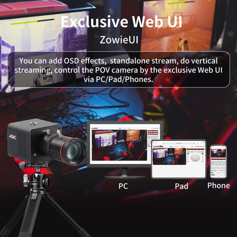 Capture every angle with Zowietek 4K NDI POV camera—compact and powerful, built for standalone live broadcast with HDMI/SDI/UVC output.