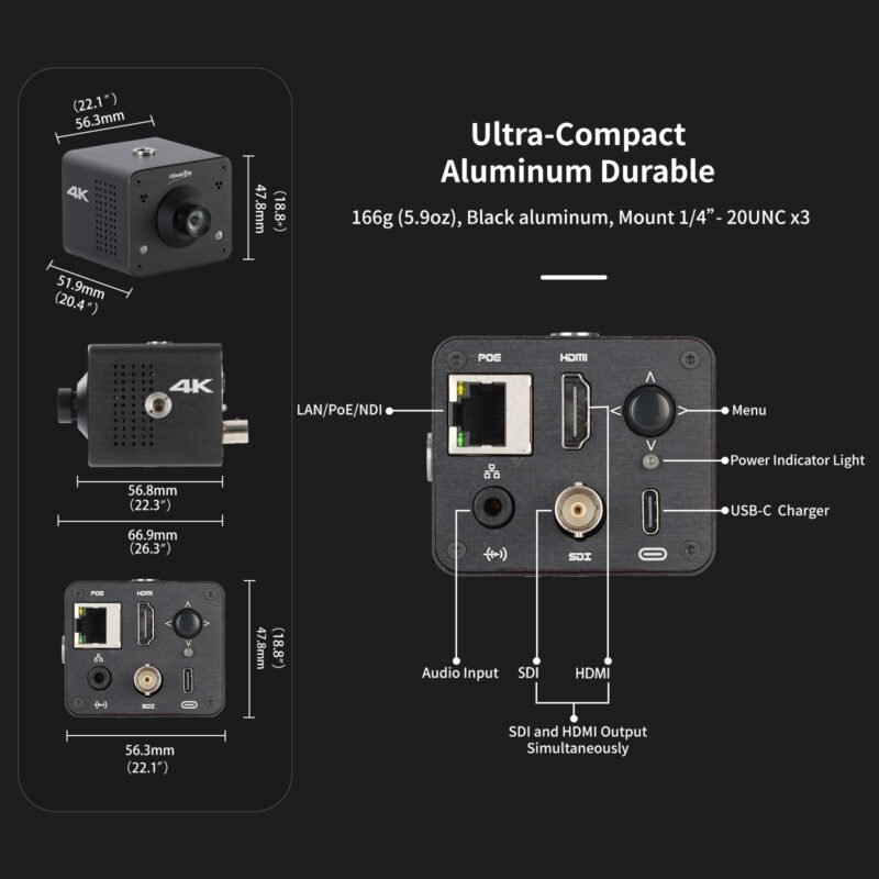 Capture every angle with Zowietek 4K NDI POV camera—compact and powerful, built for standalone live broadcast with HDMI/SDI/UVC output.