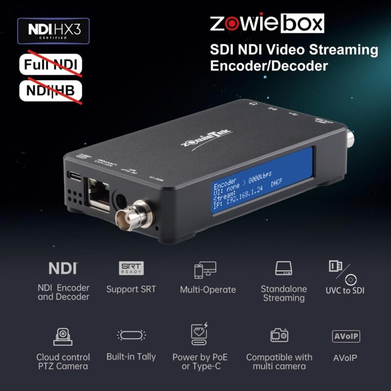SDI ZowieBox is both a 3G SDI encoder decoder and NDI|HX3 converter for standalone live streaming, offering a flexible solution for high-quality online video.
