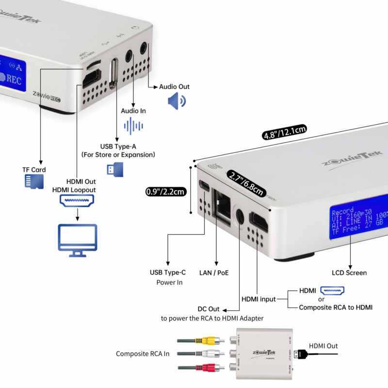 4K HDMI Video Recorder with AV to HDMI Adapter - Image 5