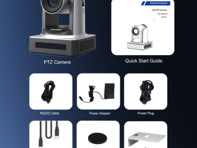 Zowietek NDI PTZ camera with AI auto tracking, 20X zoom, NDI HX3, Full HD 1080p60 for live streaming and video production