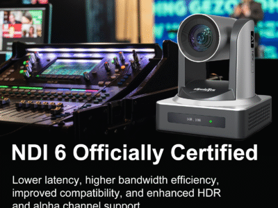 Zowietek NDI PTZ camera with AI auto tracking, 20X zoom, NDI HX3, Full HD 1080p60 for live streaming and video production