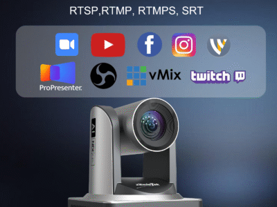 Zowietek NDI PTZ camera with AI auto tracking, 20X zoom, NDI HX3, Full HD 1080p60 for live streaming and video production