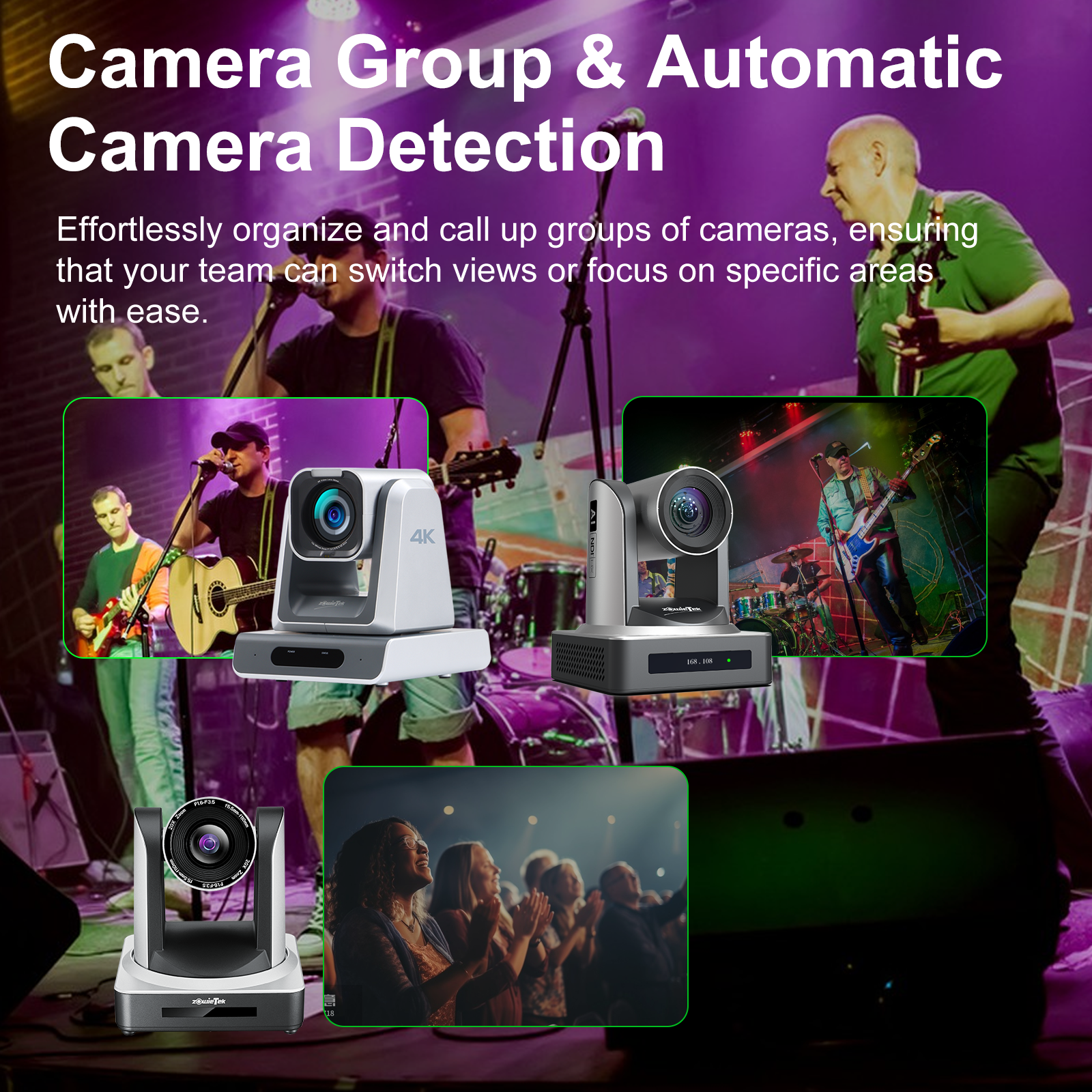 ZowieKBD, Zowietek PTZ Camera Controller with HDMI output, quad-view 5" LCD Screen, 7D joystick, NDI, PoE, Group Control