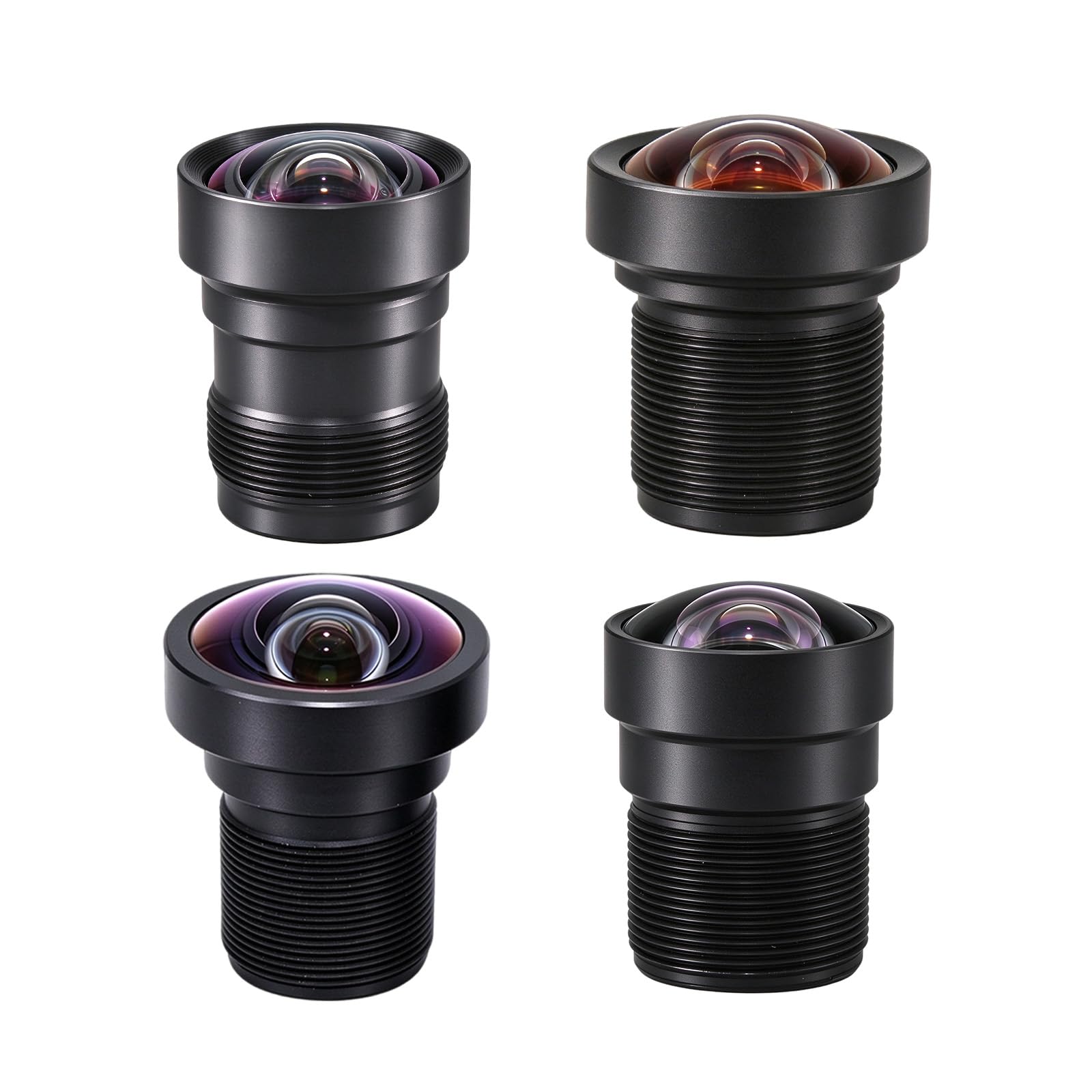 4-Pack 13MP Low Distortion M12 Lens Kit, 70°–120° Wide Angle