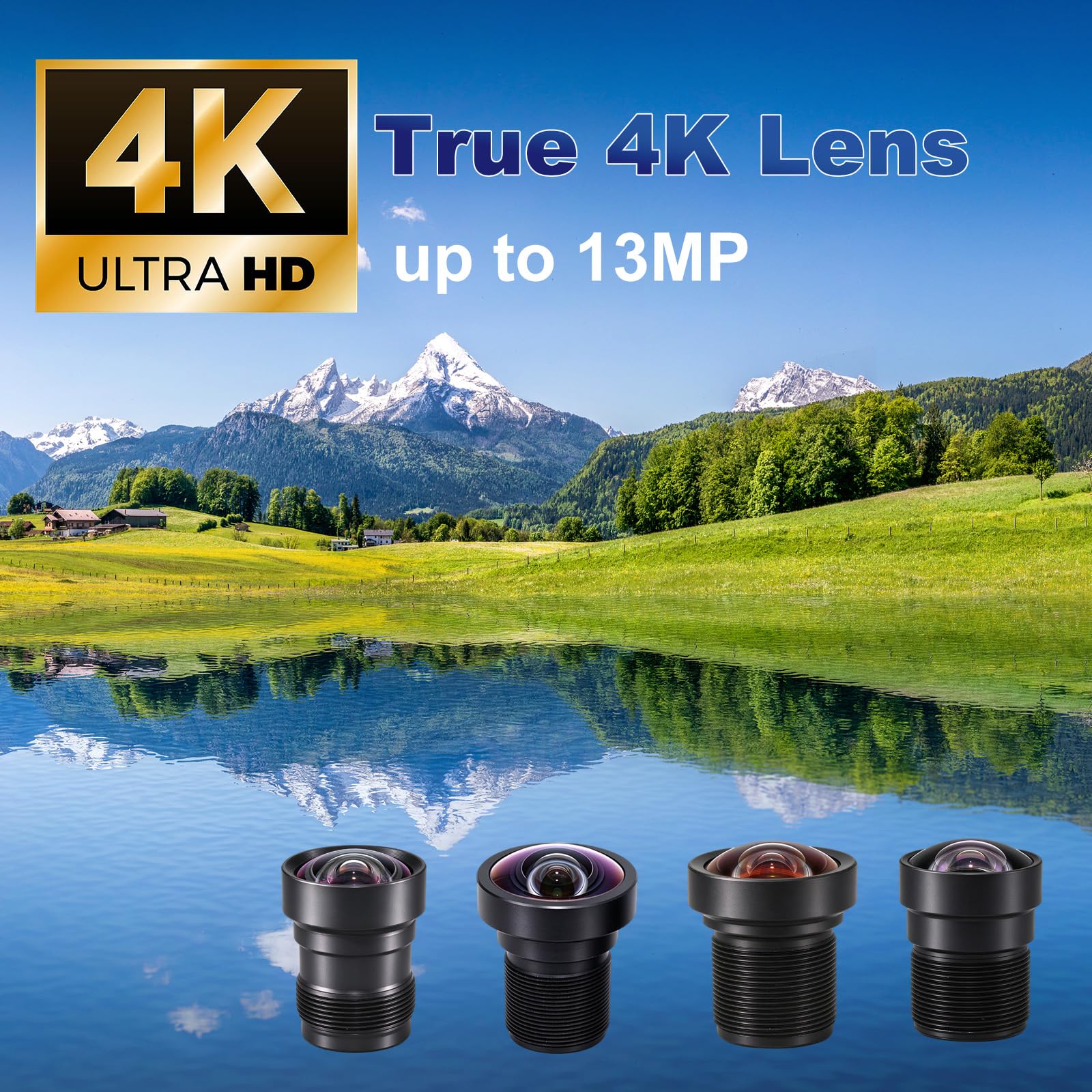 4-Pack 13MP Low Distortion M12 Lens Kit, 70°–120° Wide Angle - Image 3